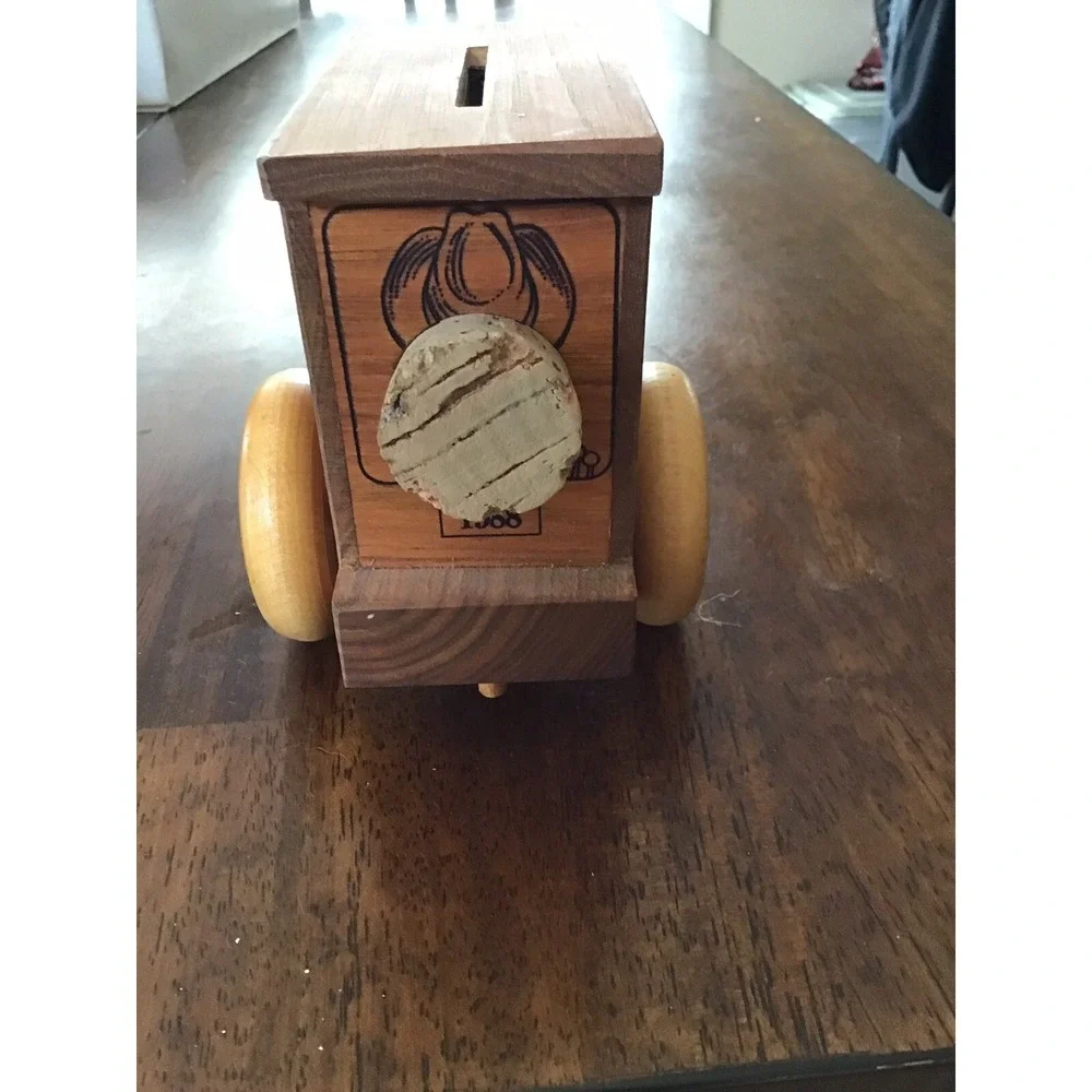Vintage Campbell Soup Wooden Tractor Coin Bank Harvest of Good Foods Advertising